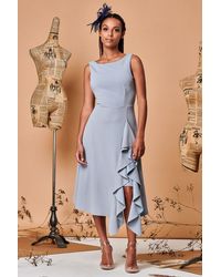 Jolie Moi - Fit & Flare Ruffle Detail Midi Dress - Lyst
