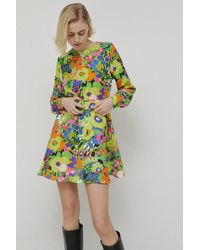 Warehouse - Belted Mini Flippy Dress In Floral - Lyst