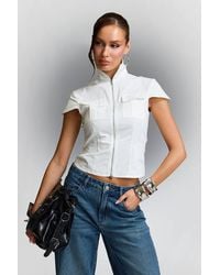 EGO - Cap Sleeve Zip High Neck Top - Lyst