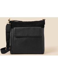 Accessorize - Large Fold Over Flap Leather Messenger Bag - Lyst