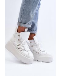 Love Lace - Platform Round Toe Sporty Chunky Trainers - Lyst