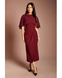 Coast - Chiffon Cape Pencil Midi Dress - Lyst
