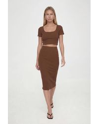 Roselle - Ribbed Scoop Neck Crop Top & Midi Skirt Co-Ord Set - Lyst