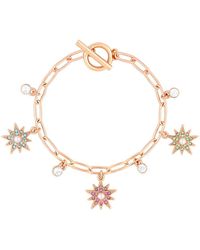 Mood - Rose Gold Crystal And Pearl Pastel Celestial Charm Bracelet - Lyst