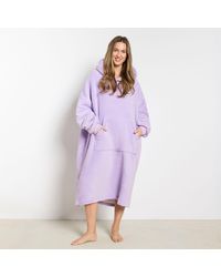 OHS - Coral Fleece Extra Long Hoodie Blanket Sherpa Loungewear - Lyst