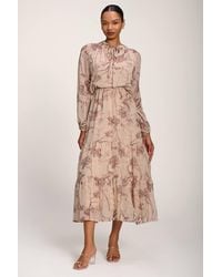 Jolie Moi - Chiffon Tie Neckline Maxi Dress - Lyst