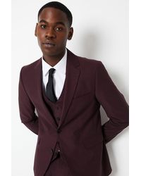 Burton - Slim Fit Burgundy 2 Button Suit Jacket - Lyst