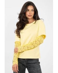 Love Lace - Everyday Cotton Elastane Blouse With Lace Sleeves - Lyst