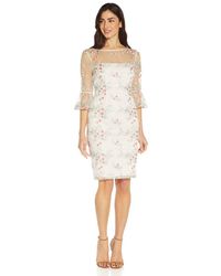 Adrianna Papell - Embroidered Bell Sleeve Sheath Dress - Lyst