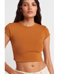 Dilvin - Slim Fit Crop Crew Neck T-Shirt - Lyst