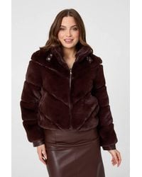 Izabel London - Faux Fur Textured Zip Front Jacket - Lyst