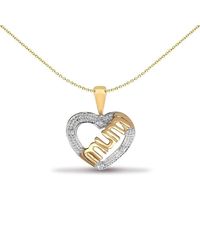 Jewelco London - 9Ct 0.02Ct Diamond Love Heart Mum Charm Pendant - Lyst