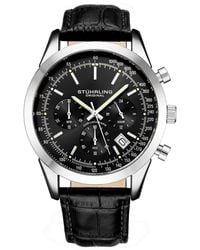 Stuhrling - Rialto Chronograph Watch Quartz With Tachymeter 44Mm Case Leather Band - Lyst