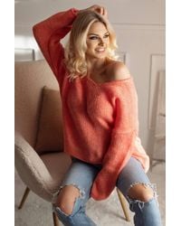Love Lace - Heart Neck Oversize Asymmetrical Sweater - Lyst