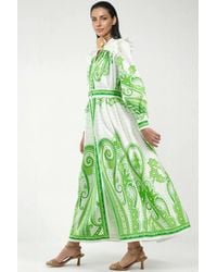 Msn-Collection - V-Neck Paisley Maxi Dress With Slit - Lyst