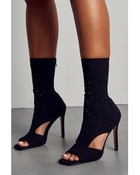 MissPap - Embellished Knitted Cut Out High Heels - Lyst