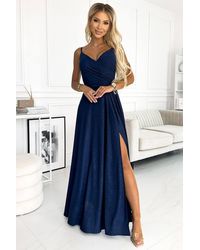 Love Lace - Glitter Sleeveless Maxi Dress With Slit & Side Slit - Lyst