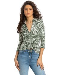 Roman - Animal Print Ruched Detail Jersey Top - Lyst