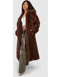Boohoo - Double Breasted Faux Fur Coat - Lyst