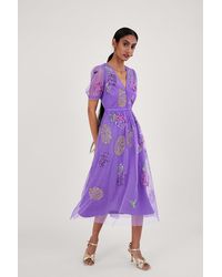 Monsoon - Diana Embellished Tea Dress Purple - Lyst