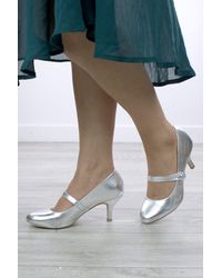 AJVANI - Mid Heel Elastic Strap Mary Jane Court Shoes - Lyst