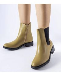 Love Lace - Padded Round Toe Faux Leather Ankle Boots - Lyst