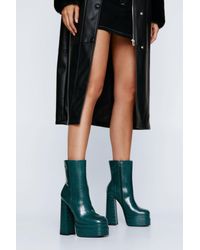 Nasty Gal - Faux Croc Double Platform Heeled Ankle Boots - Lyst