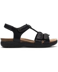 Clarks - April Cove Leather Flat Sandals - Lyst