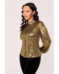 Hell Bunny - Semi Fitted Blouse Stand Collar Button Front Fitted Cuffs Style - Lyst