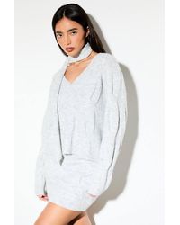 MissPap - Brushed Cable Scarf Detail Knitted Jumper - Lyst