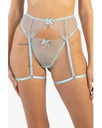 Playful Promises - Ayaka Wave Embroidery Suspender Belt With Leg Harness - Lyst