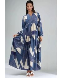 Hiccup - Printed Long Sleeve Viscose Maxi Dress - Lyst