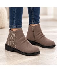 LARANGE - Studded Ankle Boots With Inside Zip & Low Heel - Lyst