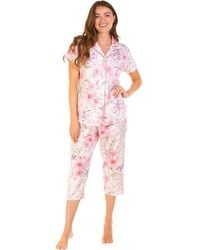 Wisteria Lane - 100% Combed Cotton Poplin Cropped Pyjama Set - Lyst