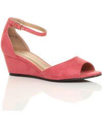 AJVANI - Mid Wedge Heel Ankle Strap Sandals - Lyst