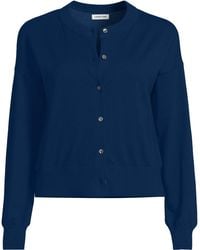 Lands' End - Fine Gauge Cropped Cotton Cardigan - Lyst