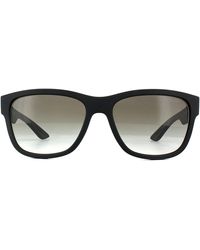 Prada - Rectangle Black Rubber Grey Gradient Sunglasses - Lyst