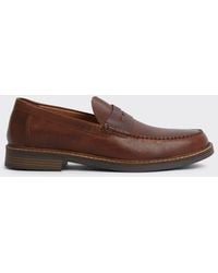 Burton - Brown Leather Saddle Loafers - Lyst