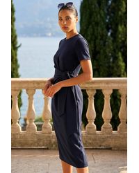 Roman - Petite Tie Waist Stretch Midi Dress - Lyst