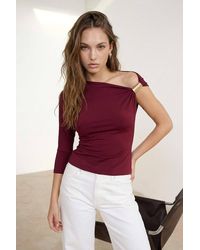 WOVCOR - Asymmetric Neckline One Sleeve Fitted Blouse - Lyst