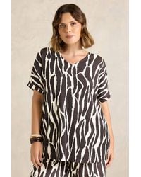 Evans - Zebra Print V-Neck Top - Lyst