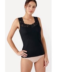 DAMART - Sleeveless Thermolactyl T-Shirt Lace Trim Regular Length Jersey - Lyst
