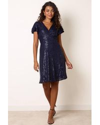 Blue Vanilla - Short Sleeve V-Neck Mini Dress - Lyst