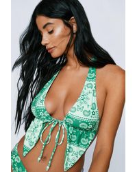 Nasty Gal - Recycled Tile Print Beaded Butterfly Top Bikini Set - Lyst