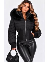 Stylewise - Faux Fur Trim Hooded - Lyst