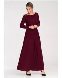 Love Lace - Minimal Boat Neck Long Sleeve Maxi Dress - Lyst
