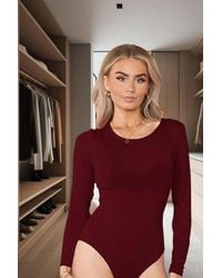 Femme Luxe - Long Sleeve Round Neck Slinky Bodysuit - Lyst