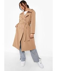 Boohoo - Petite Relaxed Mid Length Trench Coat - Lyst