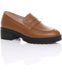 AJVANI - Mid Heel Chunky Heeled Penny Loafers - Lyst