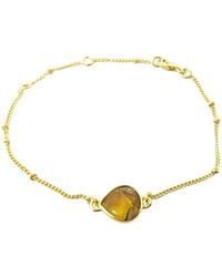 Harfi - 18Ct Vermeil Plated Adjustable Citrine November Birthstone Bracelet - Lyst